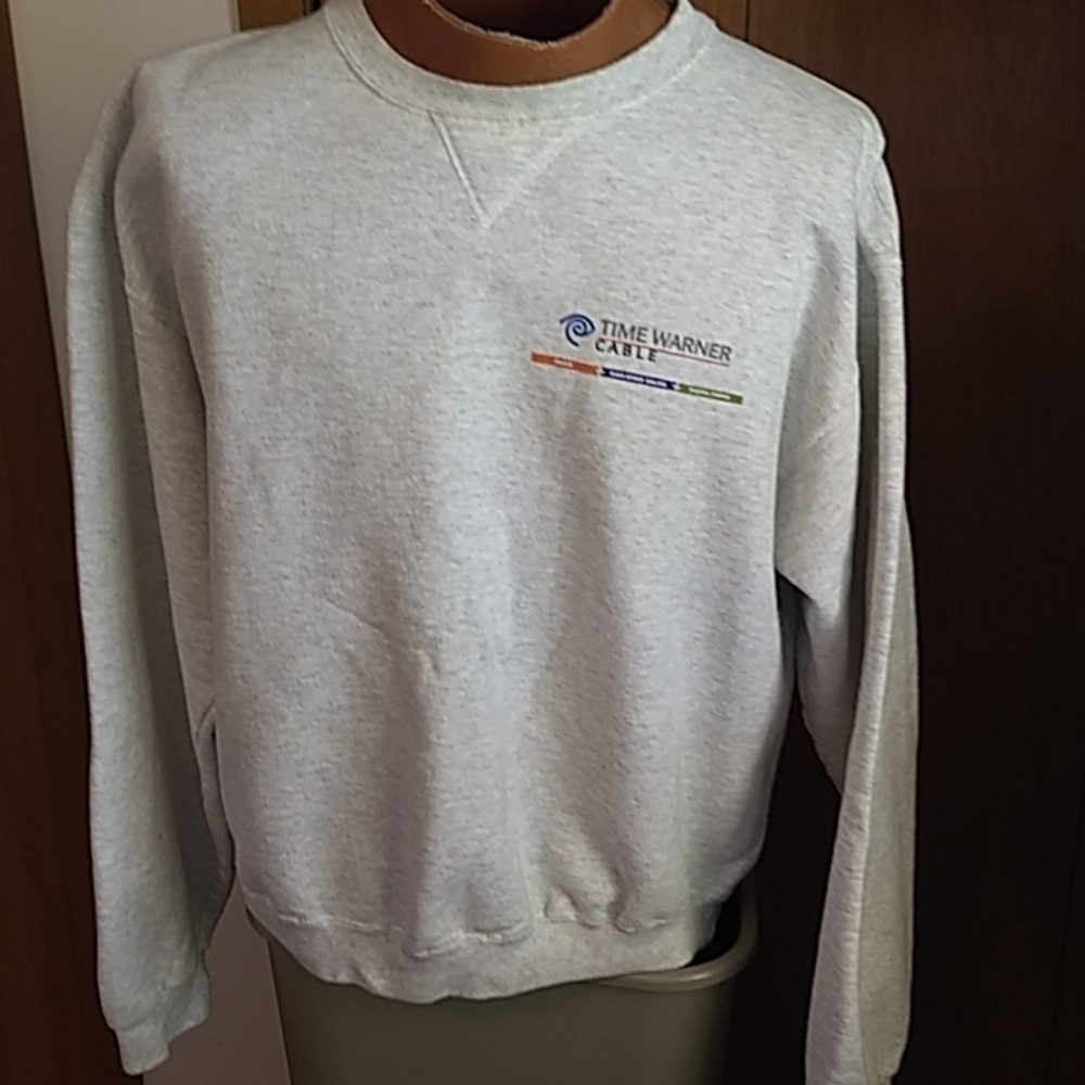 Champion XL Time Warner Long Sleeve Gray Sweatshirt Cotton Polyester
